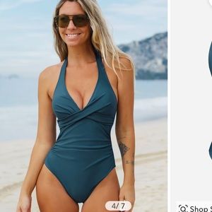 3/$20 Cupshe Rucheda Twist-Front Halter One Piece Swimsuit